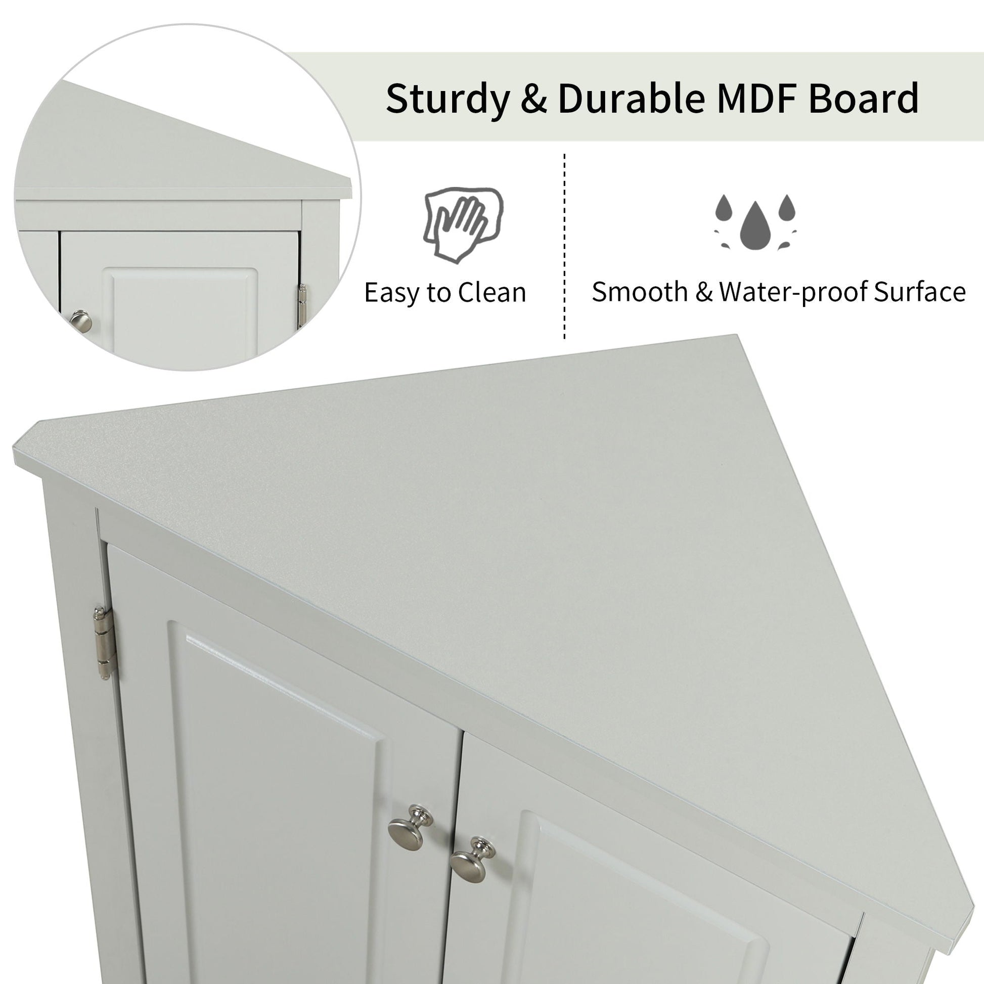 Triangle bathroom storage cabinet by HouseOfZazla MDF with adjustable shelves gray on Tampa Home & Garden Store