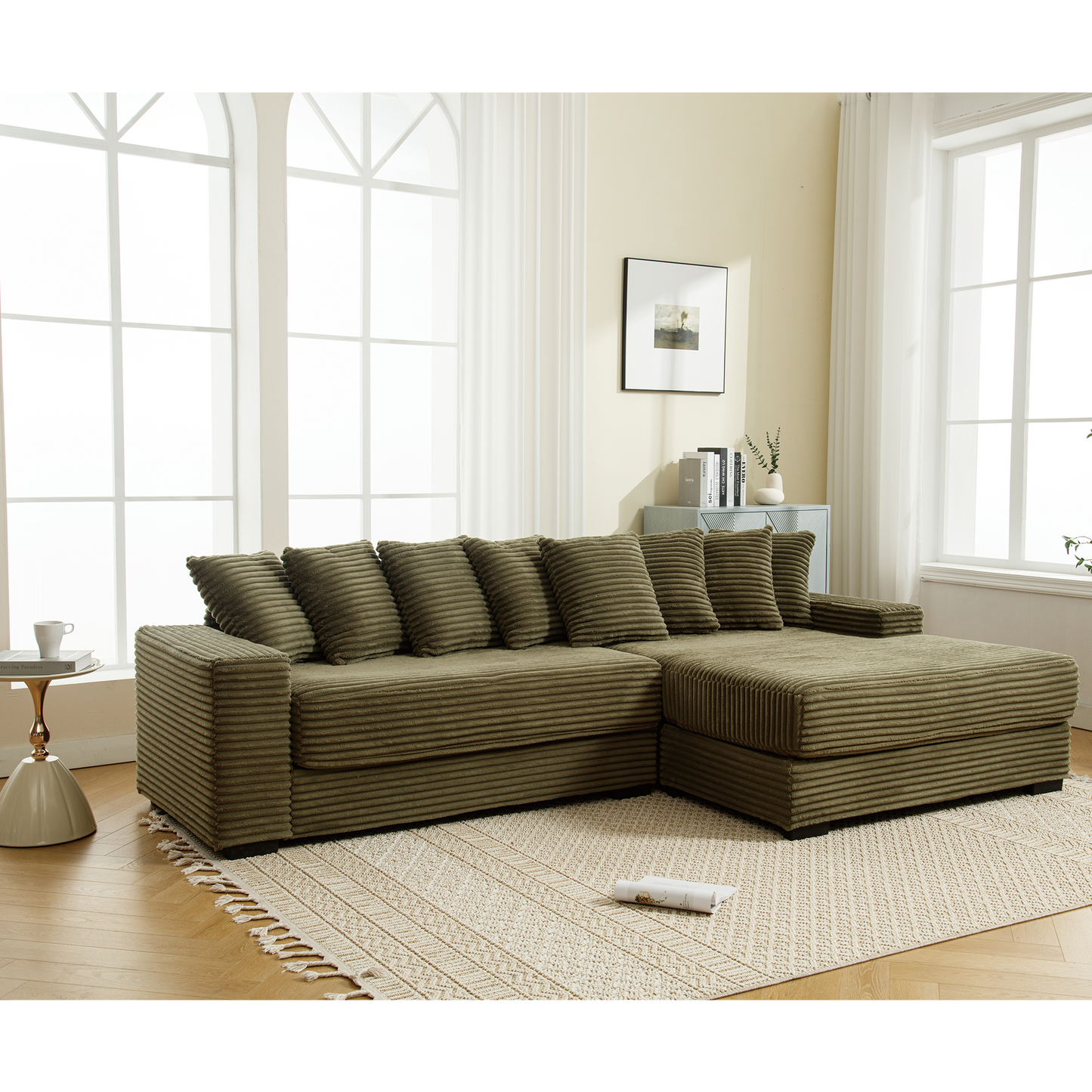 The Oversized Corduroy L Shaped Living Room Sofa