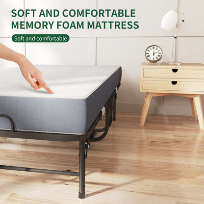 75 Inch Folding Bed with 5-inch Memory Foam Mattress on dark metal frame HouseOfZazla on Tampa Home & Garden Store