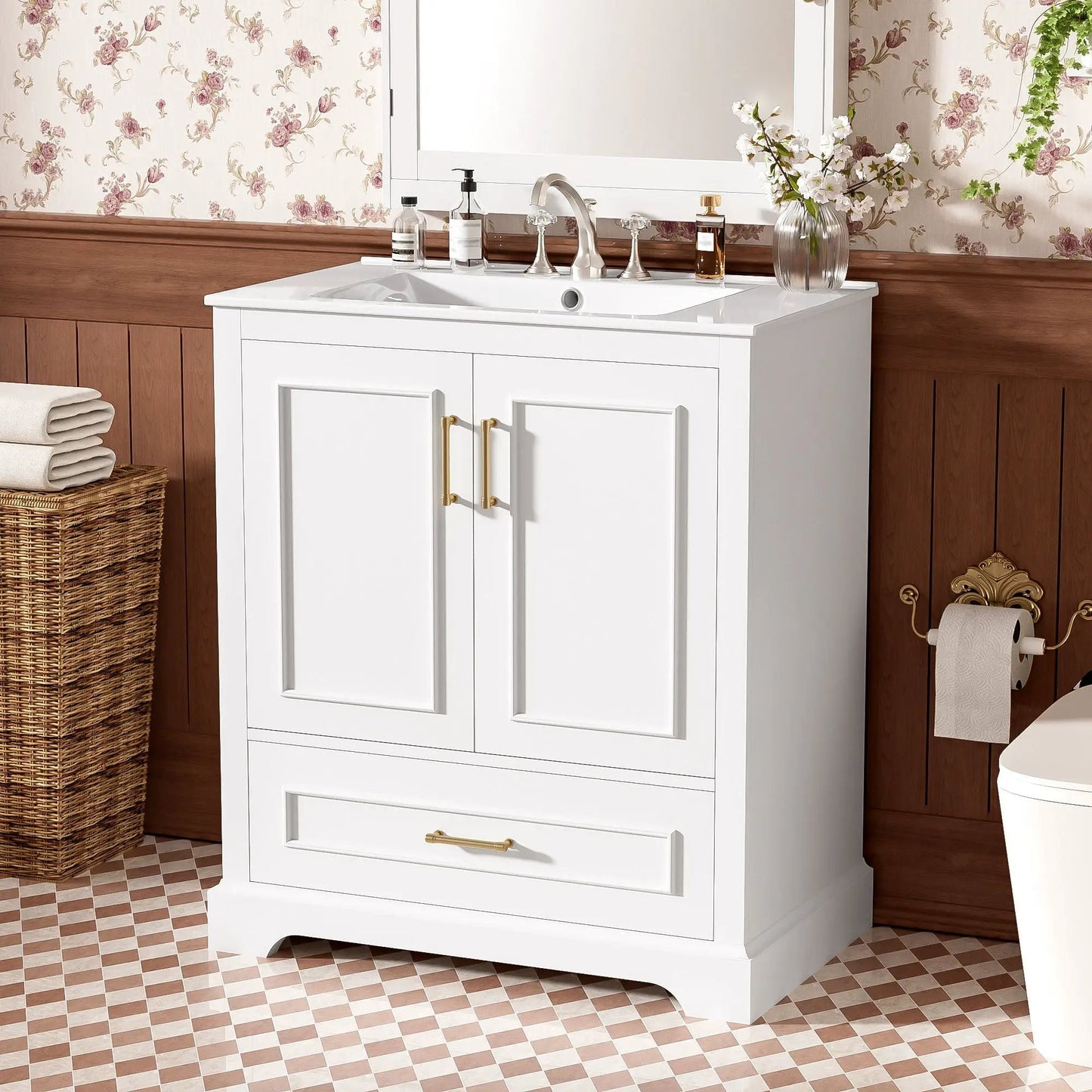 Bathroom vanity with sink, 1 divided drawer and 2 soft-close doors, Unique Piece Furniture on Tampa Home & Garden Store