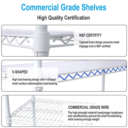 7-Tier Metal Shelf with Wheels, Heavy Duty