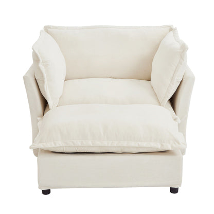 Modern Fabric Armchair with a Movable Ottoman