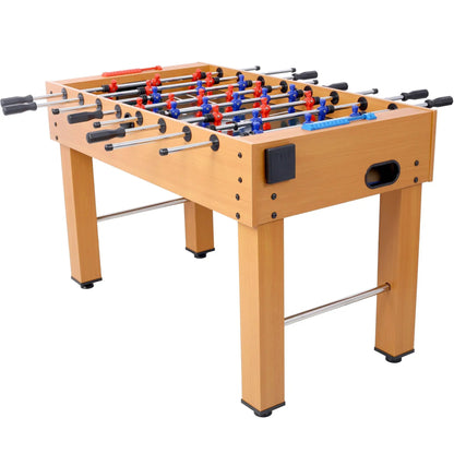 Foosball Table Hurricane by Unique Piece Furniture, wooden finish with red and blue players on Tampa Home & Garden Store