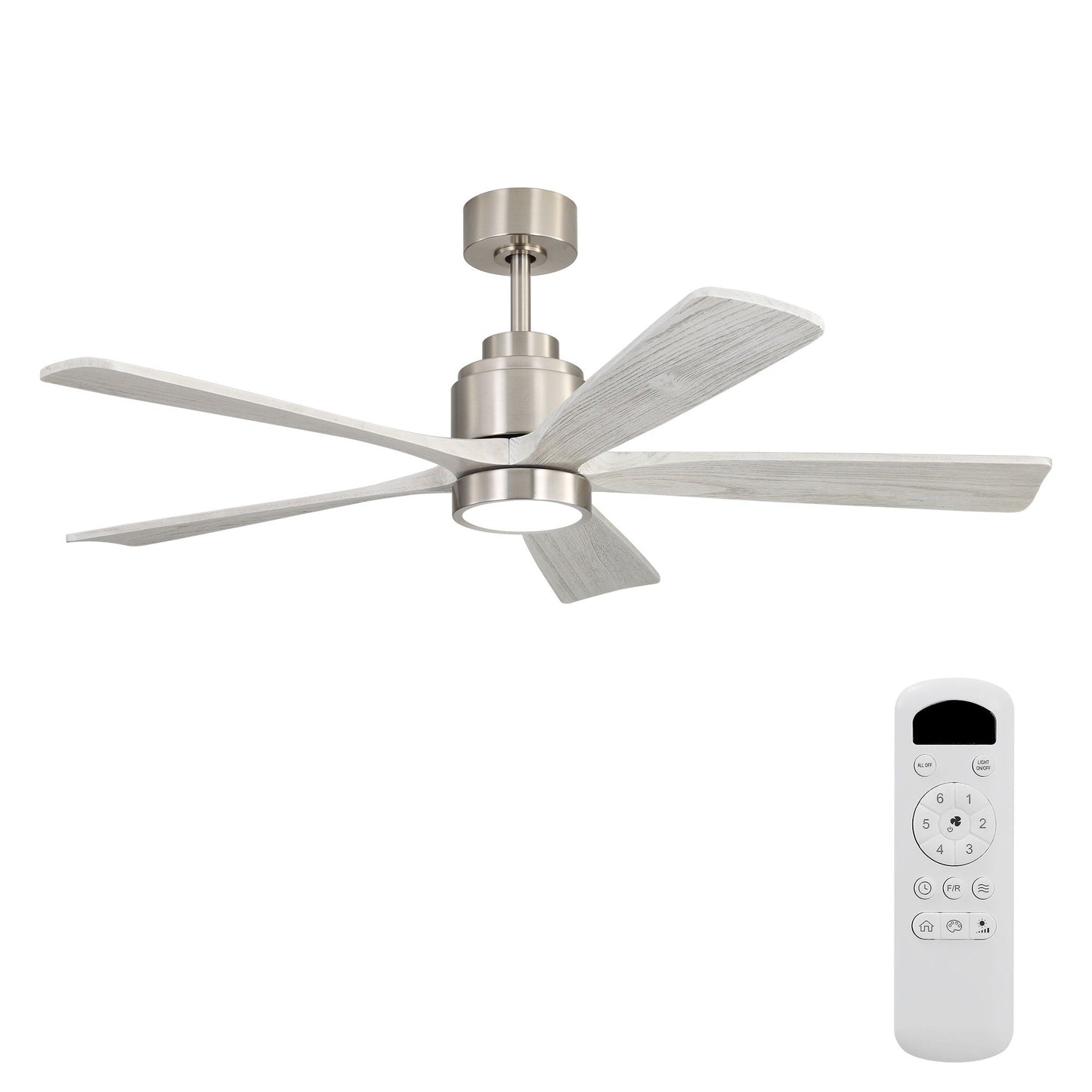 Ultra Quiet Reversible Ceiling Fan with Dimmable LED Light brushed nickel 5 blades remote on Tampa Home & Garden Store