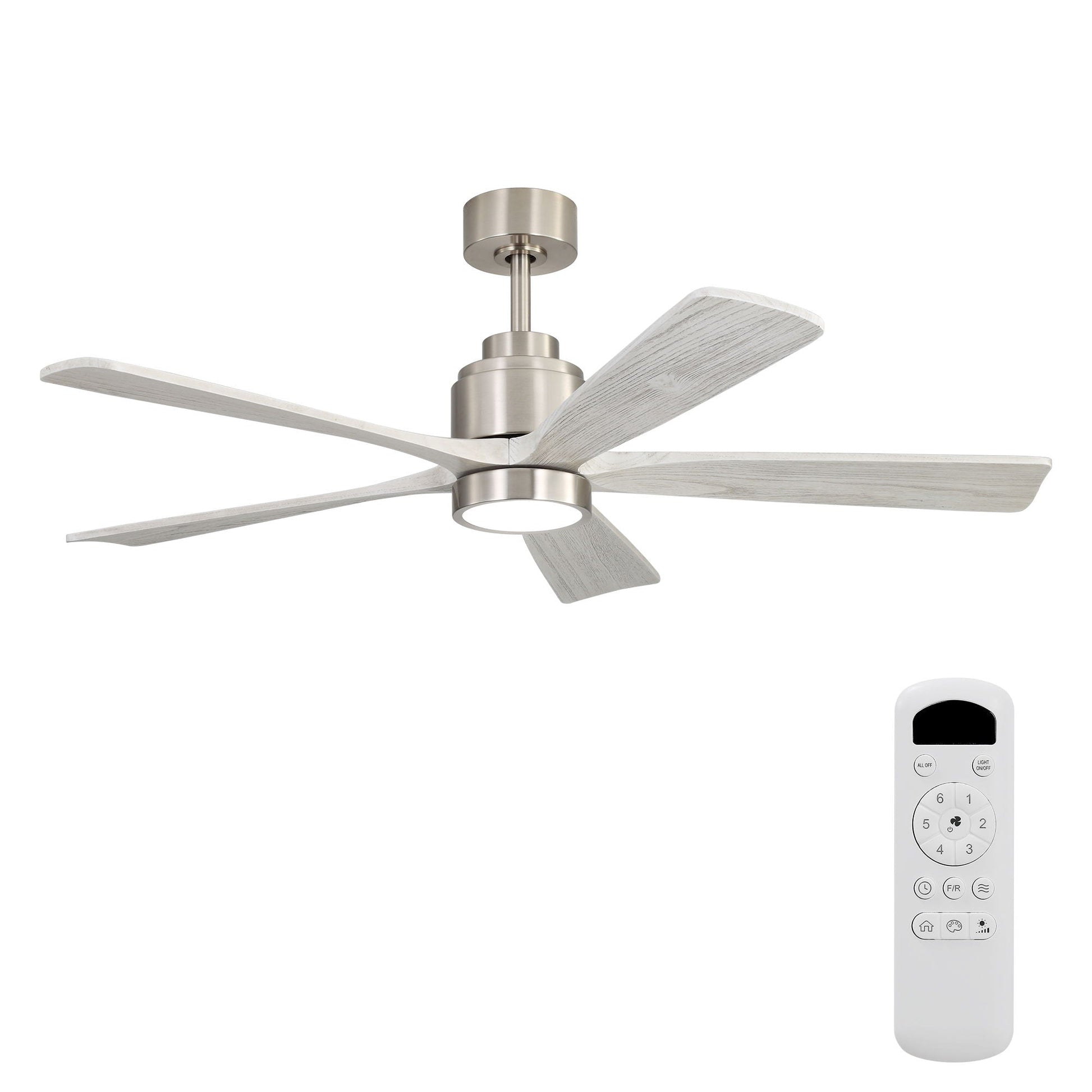 Ultra Quiet Reversible Ceiling Fan with Dimmable LED Light brushed nickel 5 blades remote on Tampa Home & Garden Store