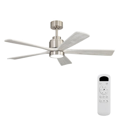 Ultra Quiet Reversible Ceiling Fan with Dimmable LED Light brushed nickel 5 blades remote on Tampa Home & Garden Store