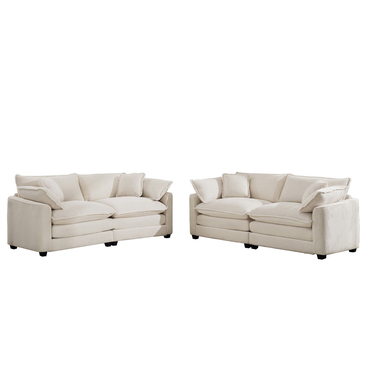 Elegant oversized sectional sofa set in beige fabric, deep seats, 3-piece HouseOfZazla on Tampa Home & Garden Store