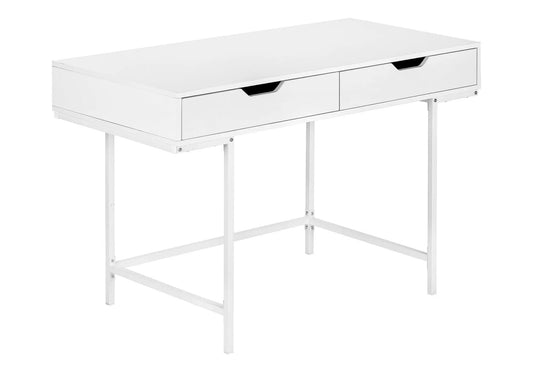 White marble-look writing desk with two storage drawers, modern Unique Piece Furniture on Tampa Home & Garden Store