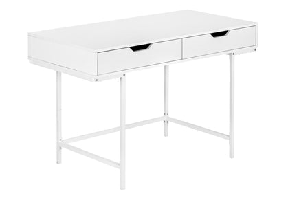White marble-look computer desk with dual drawers and slim metal legs by HouseOfZazla on Tampa Home & Garden Store