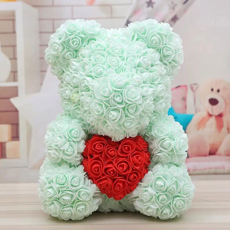 Bear Valentine's Day rose bear with mint green roses and red heart FLIPSTYLEZLLC on Tampa Home & Garden Store