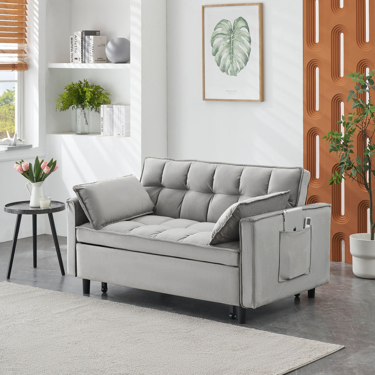 Large 3 In 1 Sofa Bed and Velvet Living Room