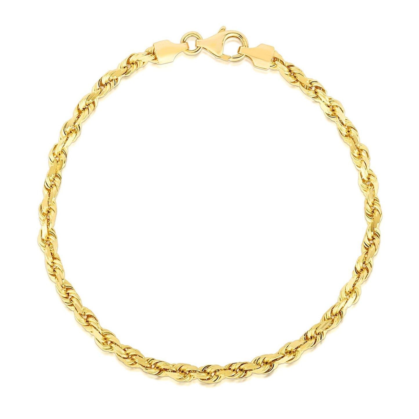 4.0mm yellow gold solid diamond-cut rope bracelet with lobster clasp by Bids.com on Tampa Home & Garden Store