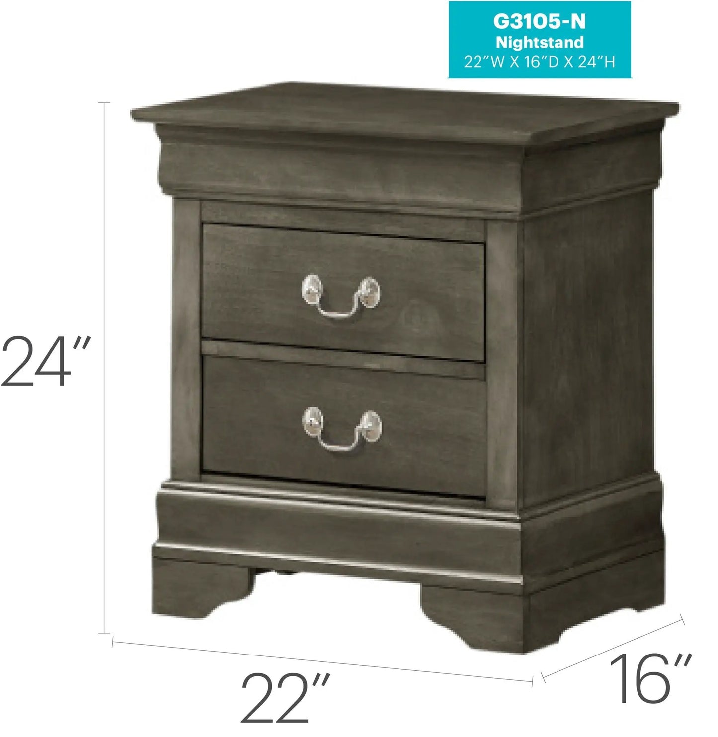 Louis Philippe Nightstand in Wood Veneer