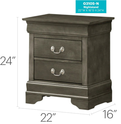 Louis Philippe Nightstand in Wood Veneer