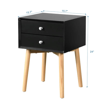 Side Table With Two Drawers Mid Century Modern