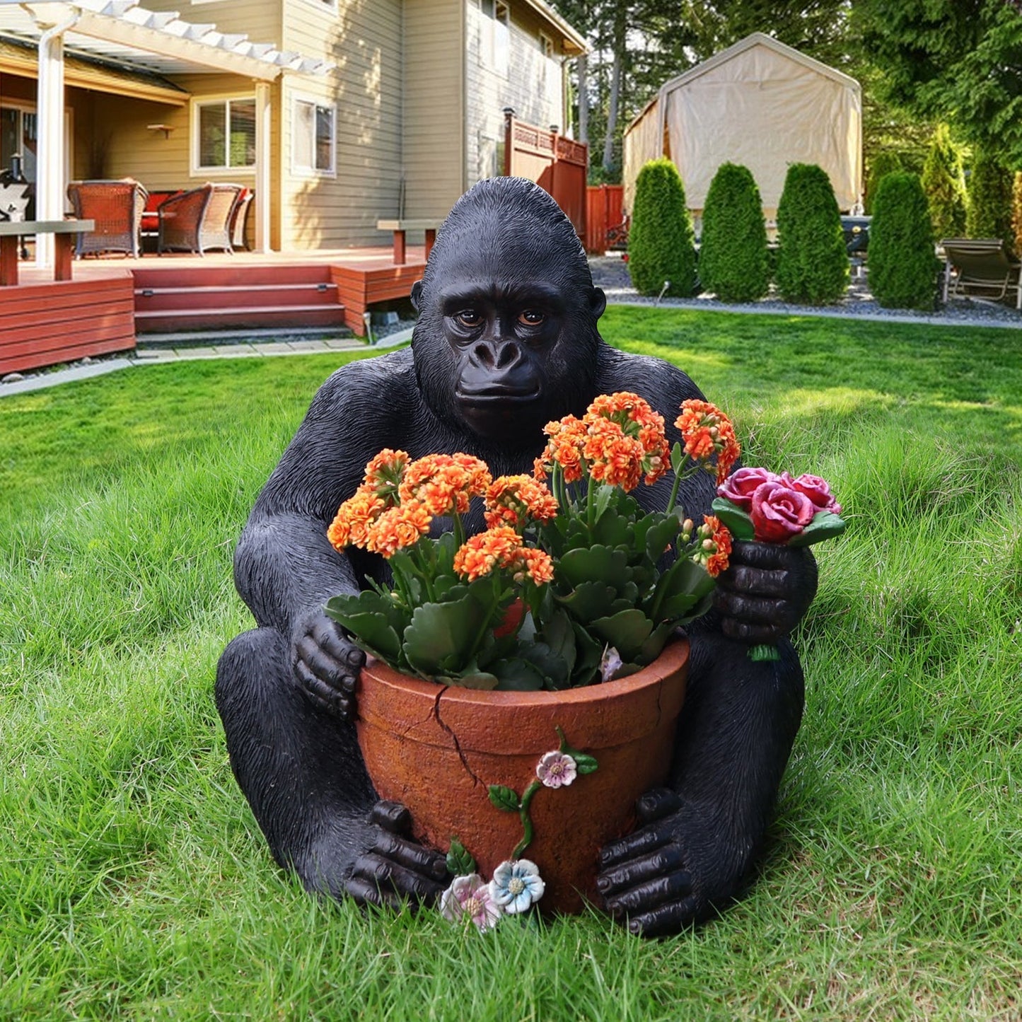 Chimpanzee Flower Pot and Outdoor Sculpture