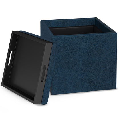 Rockwood Upholstered Cube Ottoman with Tray