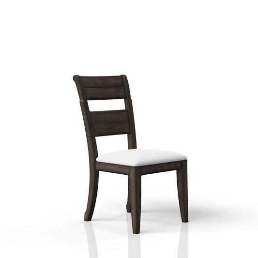 Upholstered Side Chair - Chocolate, dark wood with white cushion, 2 chairs on Tampa Home & Garden Store
