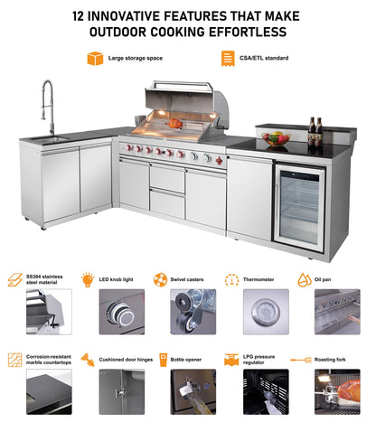 Outdoor Kitchen Island With Stainless Grill