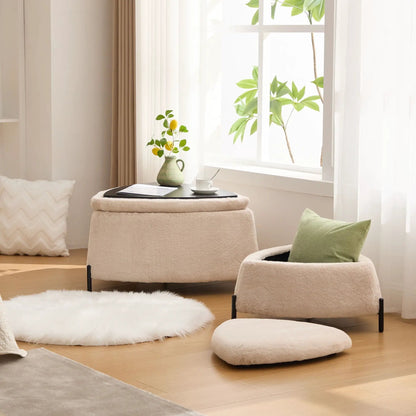 Upholstered Storage Ottoman With Reversible Lid