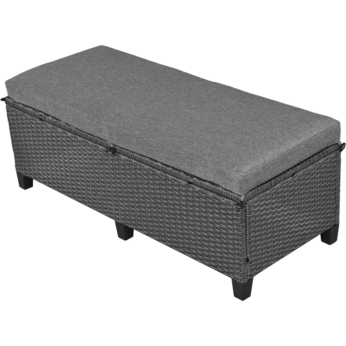 Tomax 5-Piece outdoor patio rattan sofa set with gray cushions woven wicker HouseOfZazla on Tampa Home & Garden Store