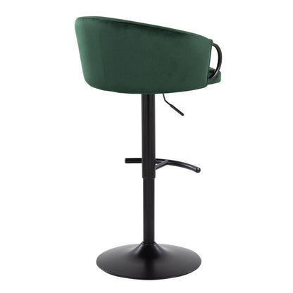 Green adjustable swivel barstool with rounded T-footrest on black pedestal base by HouseOfZazla on Tampa Home & Garden Store