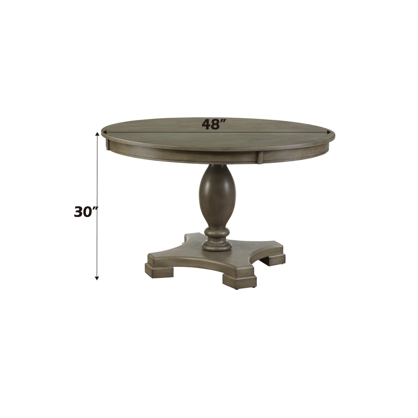 Waylon 5-Piece Dining Set round table in gray oak finish with pedestal base 48in diameter on Tampa Home & Garden Store