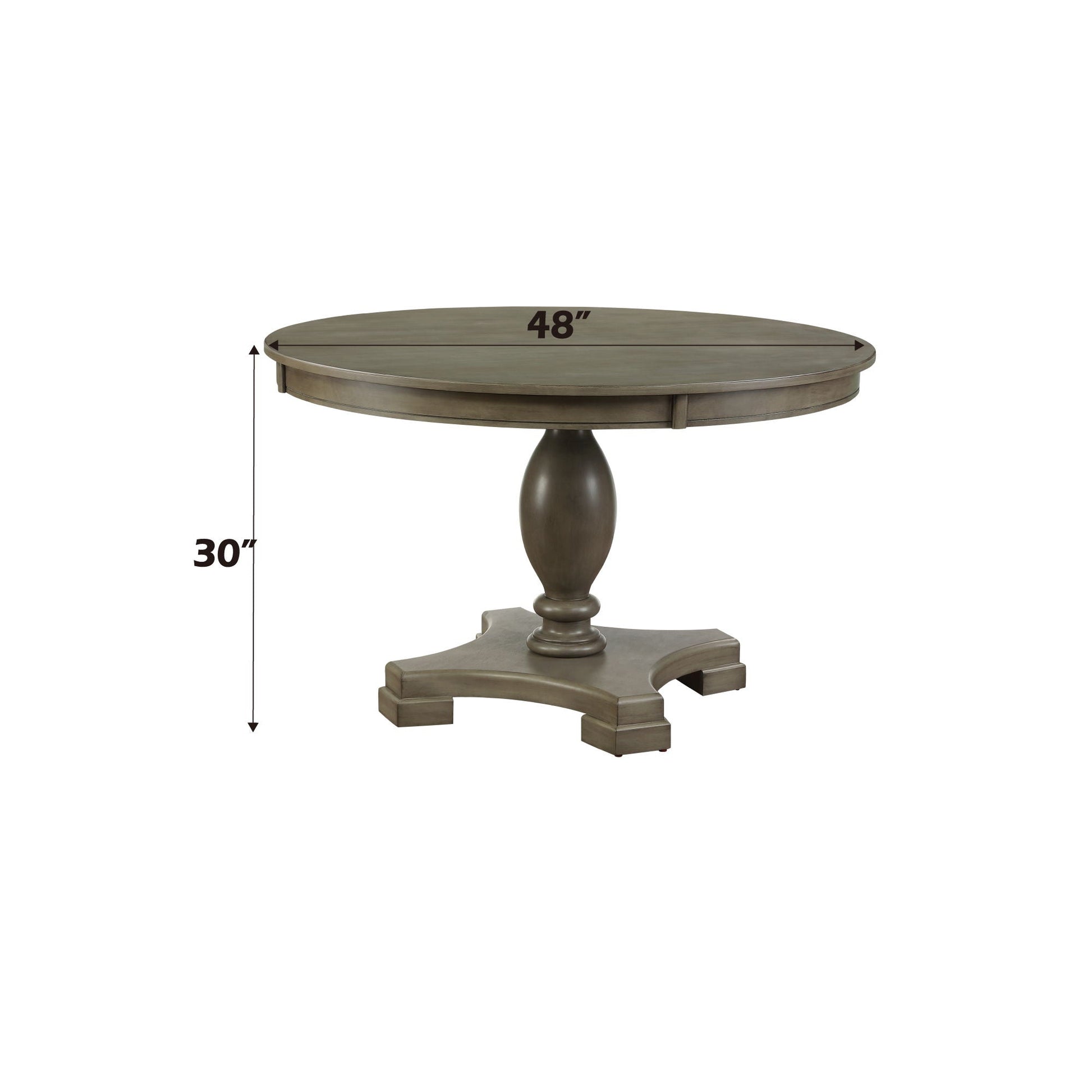 Waylon 5-Piece Dining Set round table in gray oak finish with pedestal base 48in diameter on Tampa Home & Garden Store