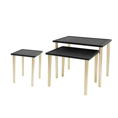 Bohemian Nesting Side Tables Set in Black Gold