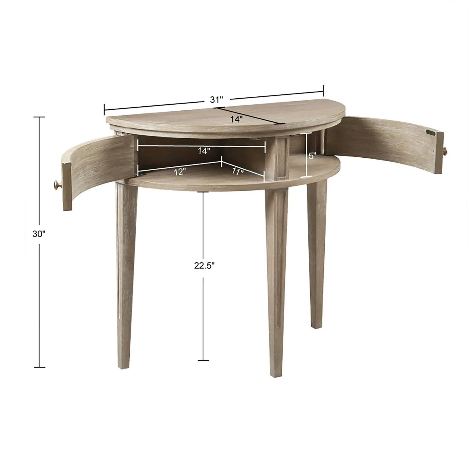 Vintage Inspired Storage Console Table With Fluted Doors weathered gray wood finish on Tampa Home & Garden Store