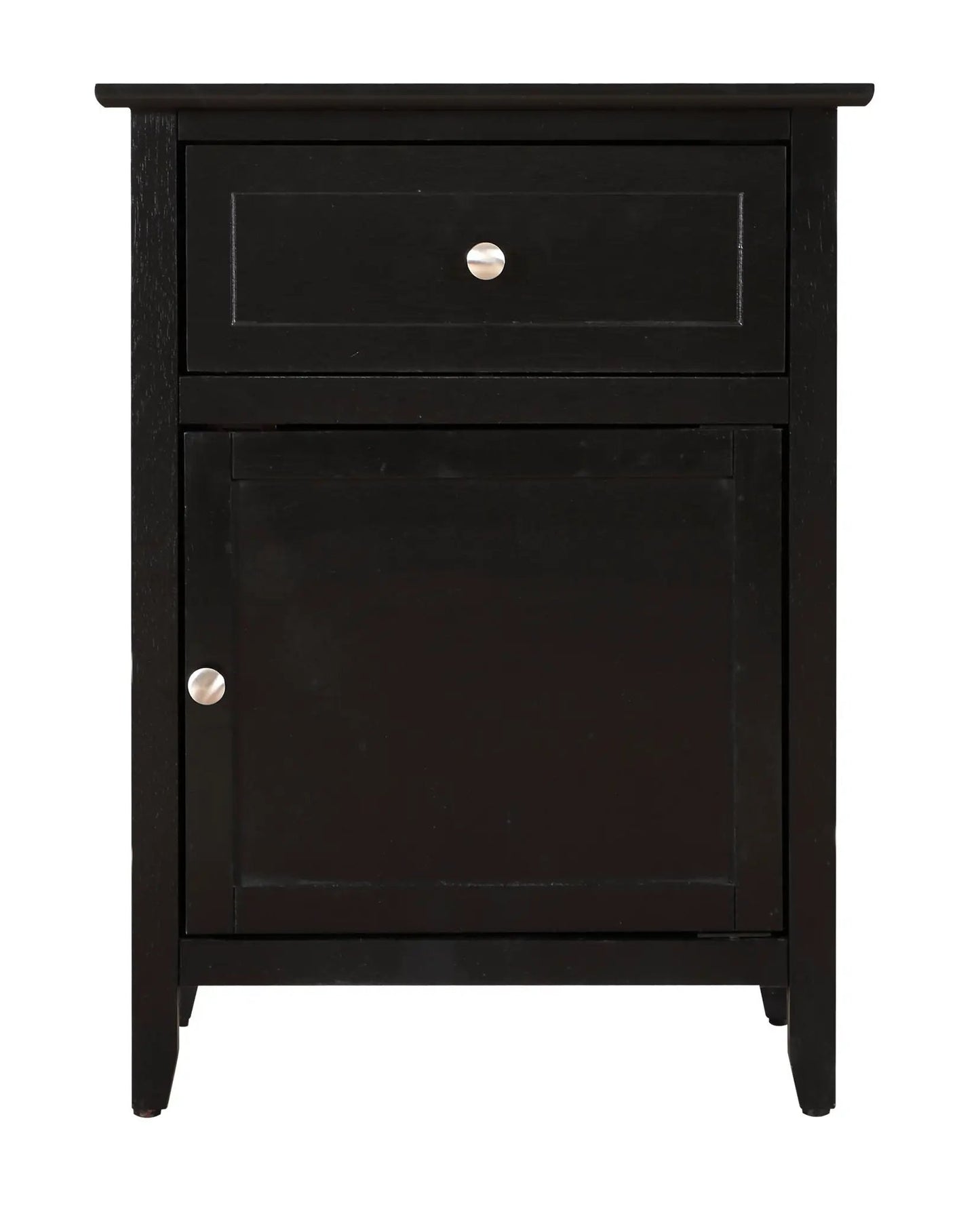 1 Drawer / 1 Door Nightstand black finish accent nightstand with two metal knobs on Tampa Home & Garden Store