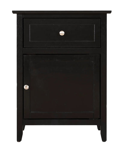 1 Drawer / 1 Door Nightstand black finish accent nightstand with two metal knobs on Tampa Home & Garden Store