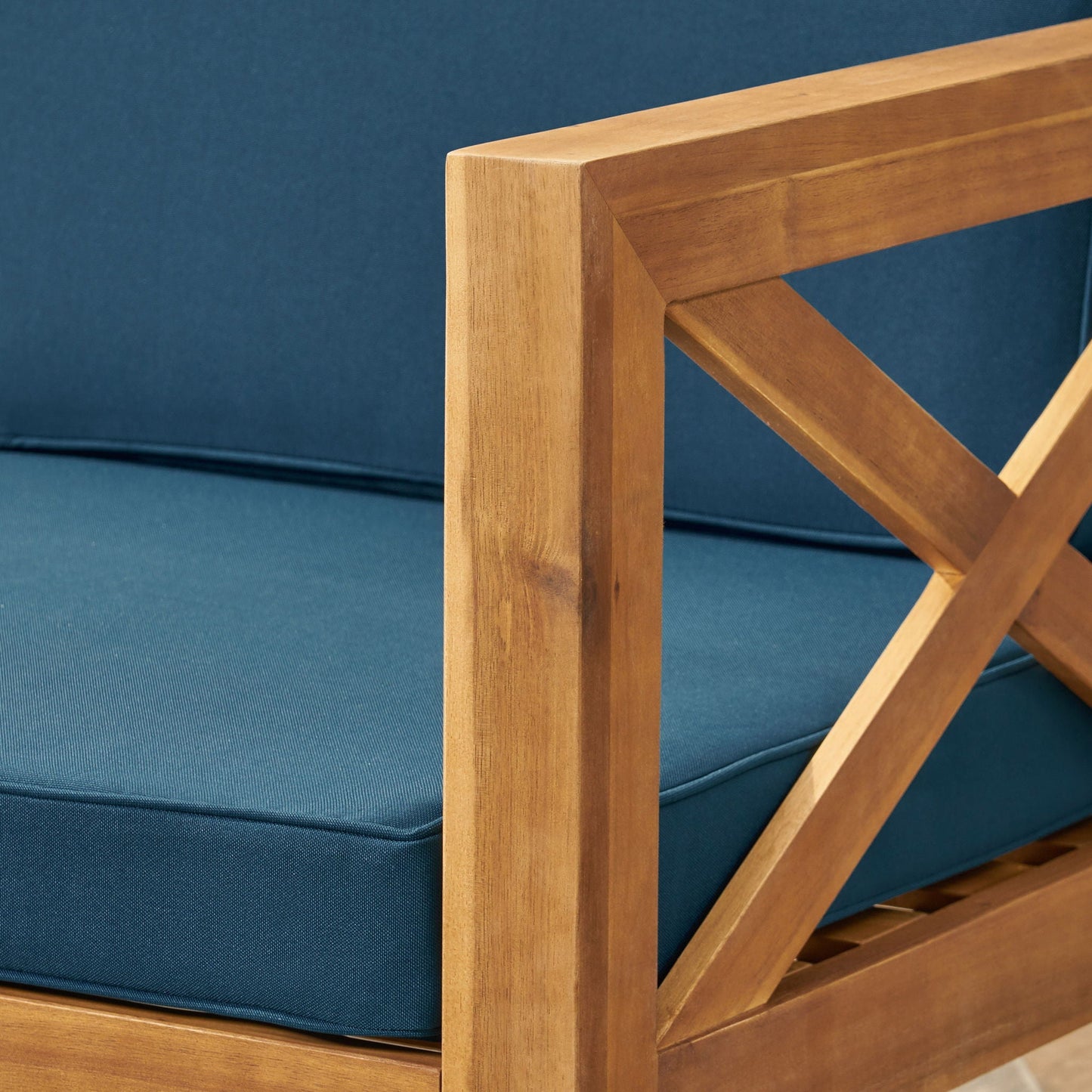 Radiat L Shaped Sofa Set with Teak and Cushions