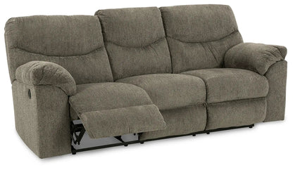 Alphons reclining sofa by Unique Piece Furniture in taupe fabric with plush cushions on Tampa Home & Garden Store