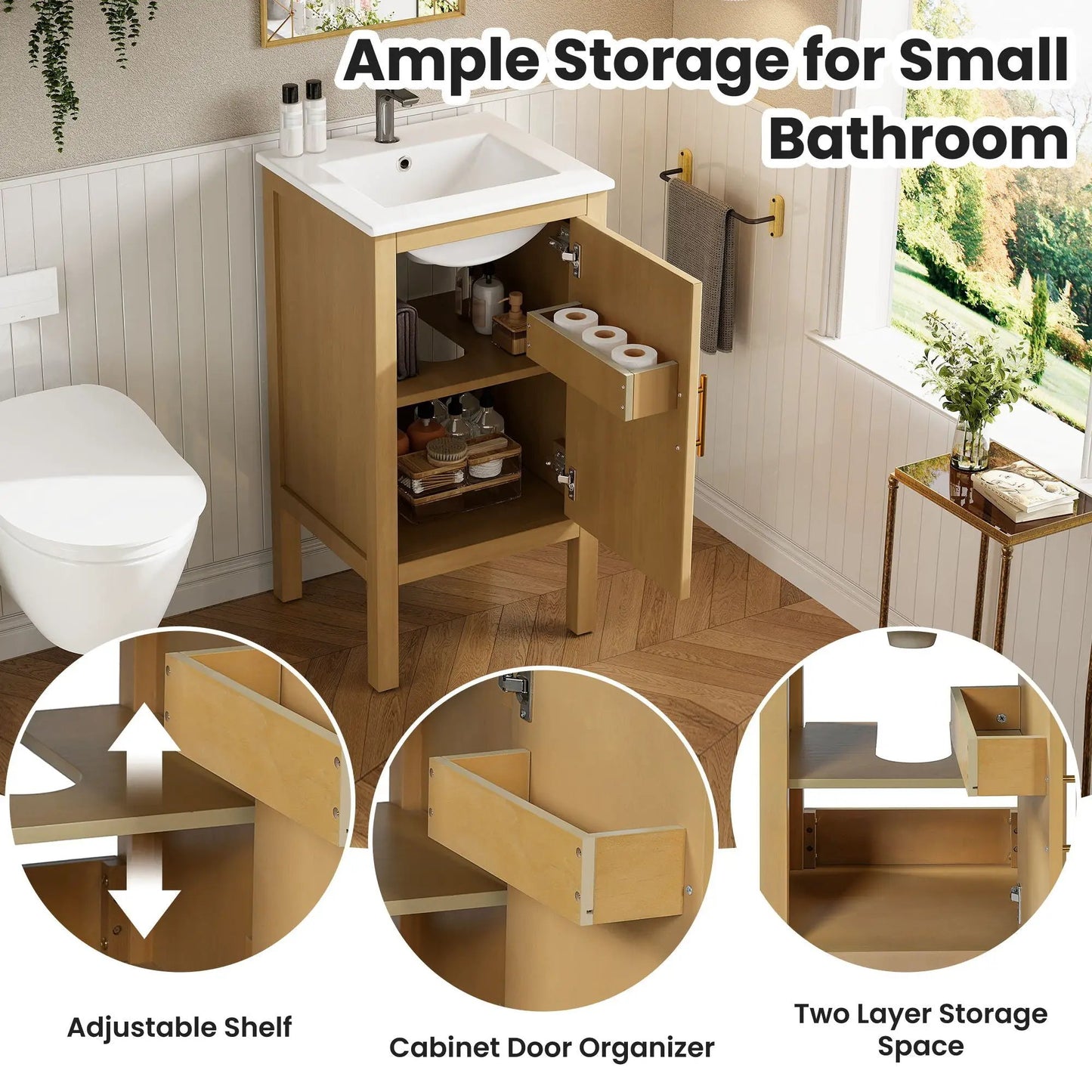 Bathroom Cabinet With Sink and Adjustable Shelf