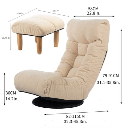 Adjustable Japanese reclining floor chair by HouseOfZazla with plush beige upholstery on Tampa Home & Garden Store