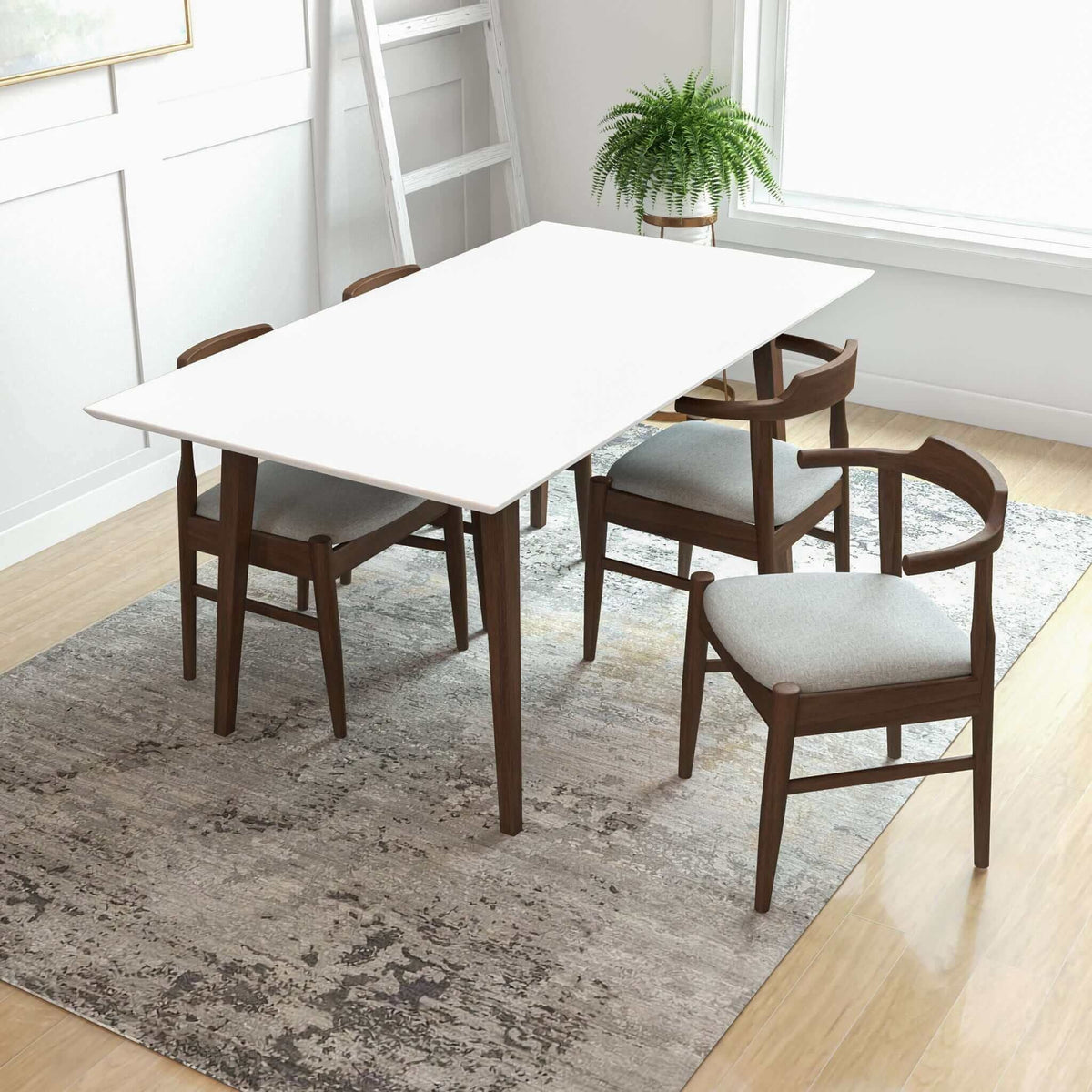 Levi Modern Style Rectangular Dining Table with white top and wooden legs by HouseOfZazla on Tampa Home & Garden Store