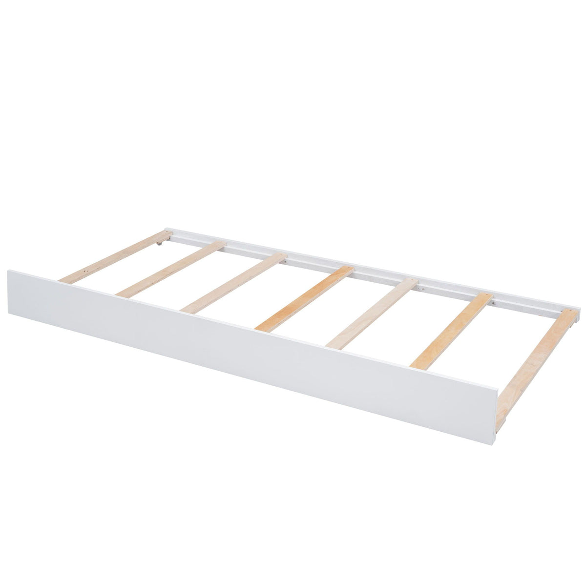 Storage platform bed frame with white finish and natural wood slats on Tampa Home & Garden Store