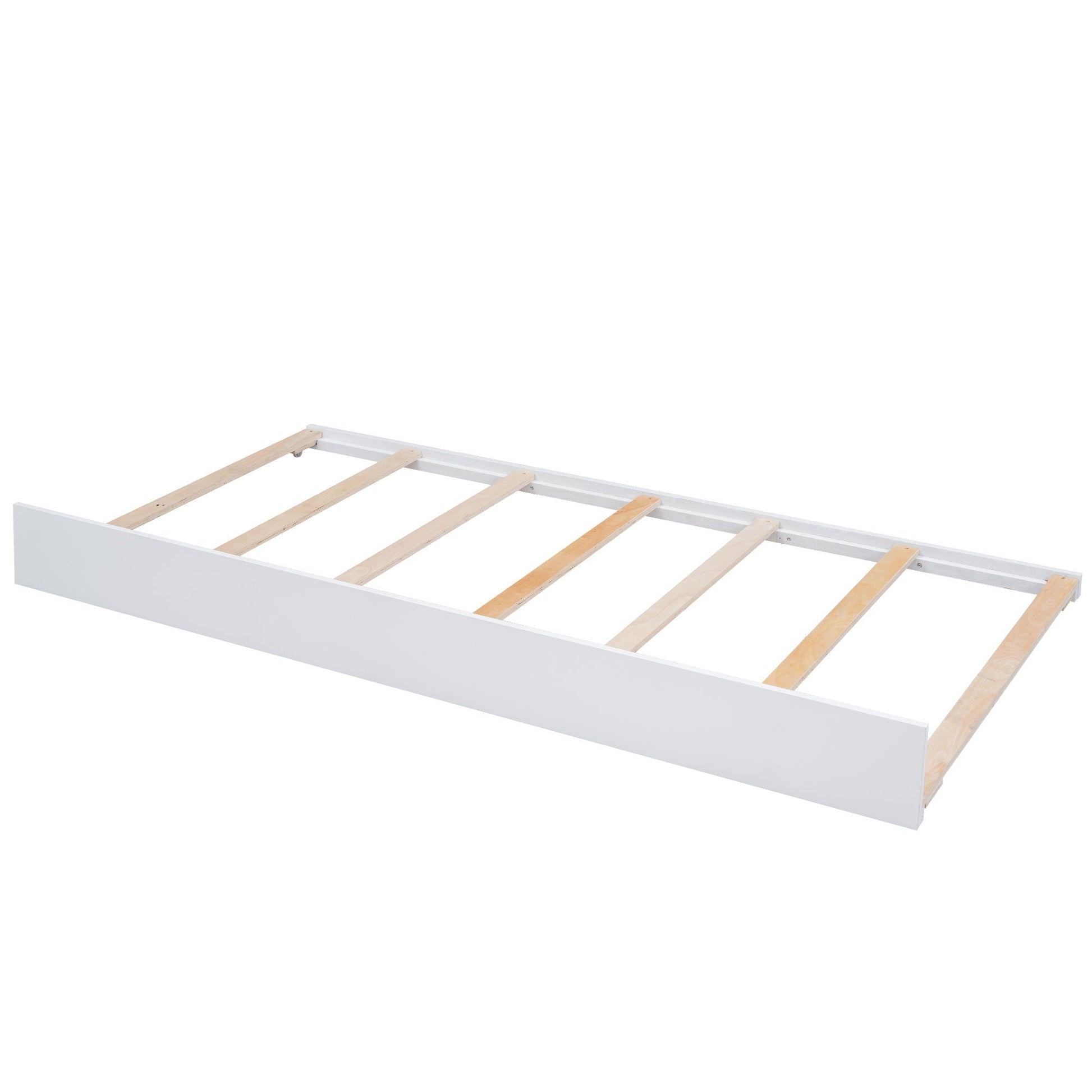 Storage platform bed frame with white finish and natural wood slats on Tampa Home & Garden Store