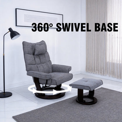 8-Point Massage Recliner with Ottoman, gray fabric, 360° swivel base by HouseOfZazla on Tampa Home & Garden Store
