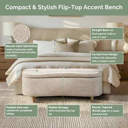 Flip Top Storage Bench With Soft Close Hinges