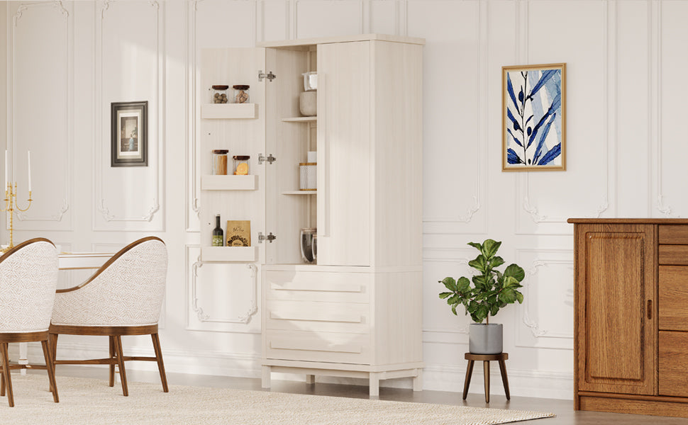 70-inch Kitchen Pantry Cabinet with solid wood handles, adjustable storage on Tampa Home & Garden Store