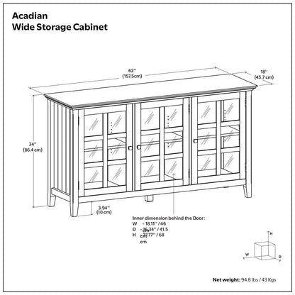 Acadian Wide Storage Cabinet Handcrafted