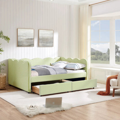 Gingham Daybed With USB Port and Wave Design