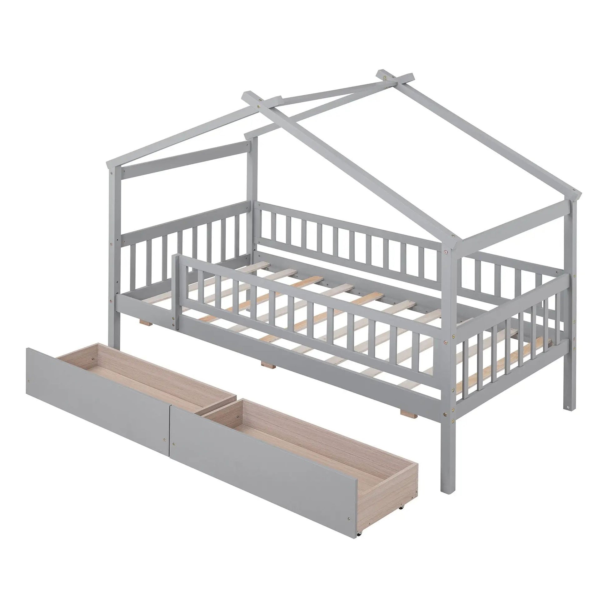 House bed with 2 drawers in grey finish; storage bed by Unique Piece Furniture on Tampa Home & Garden Store