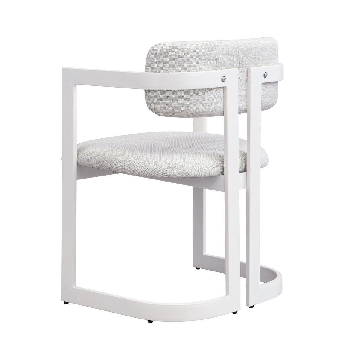 Upholstered dining armchairs set of 2 by HouseOfZazla, white frame with light gray cushions on Tampa Home & Garden Store