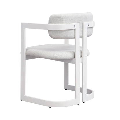Upholstered dining armchairs set of 2 by HouseOfZazla, white frame with light gray cushions on Tampa Home & Garden Store