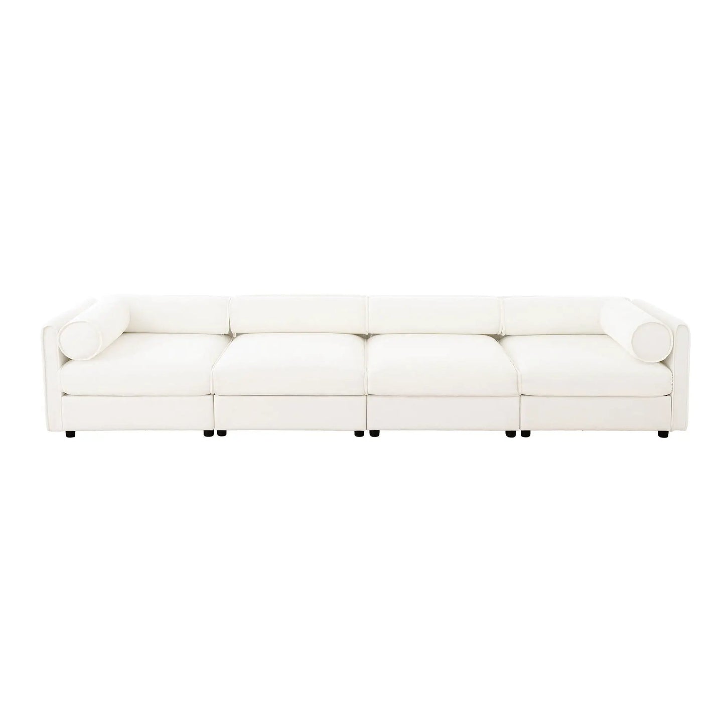 White leather-look sofa with cylindrical backrest and end bolsters, 3-seat on Tampa Home & Garden Store