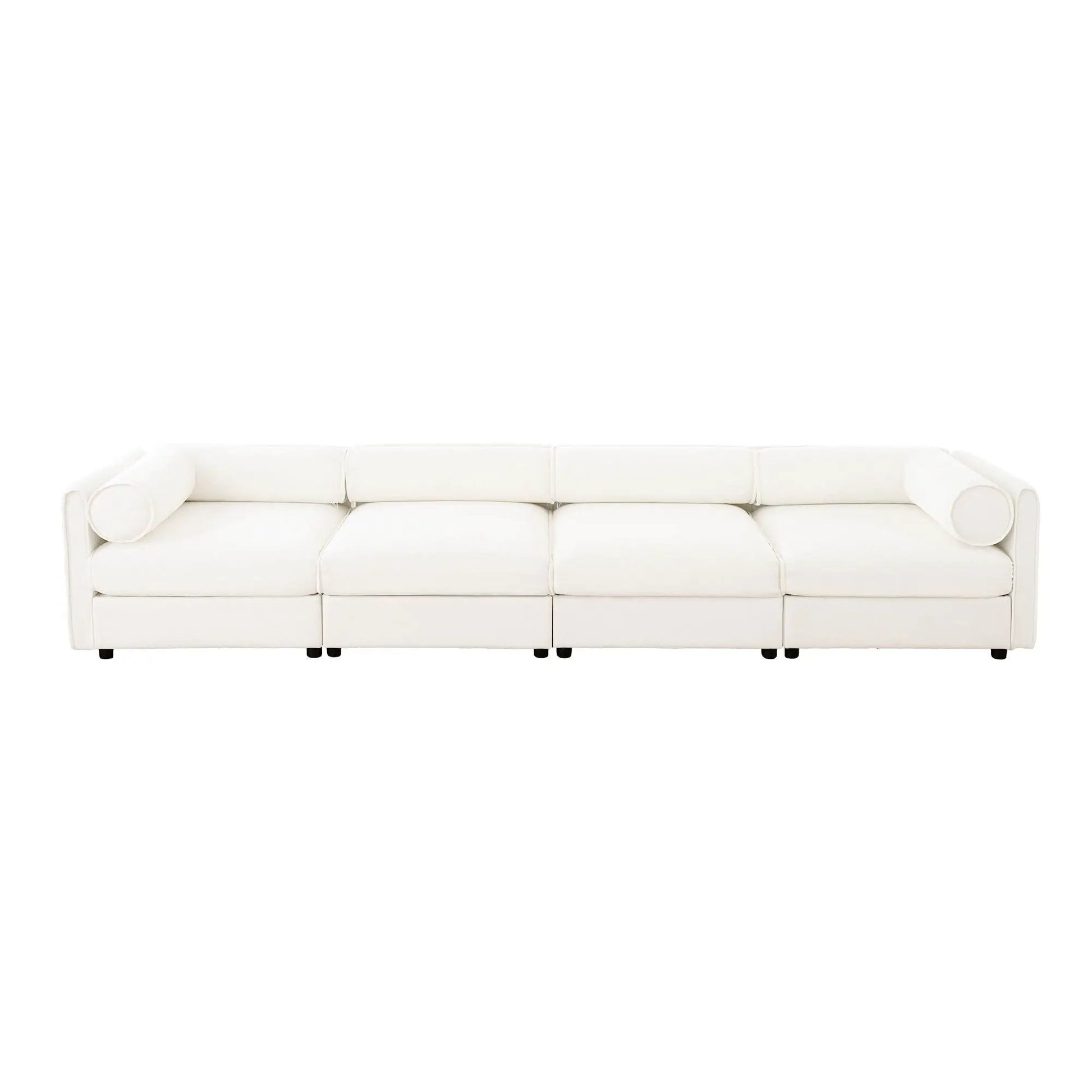 White leather-look sofa with cylindrical backrest and end bolsters, 3-seat on Tampa Home & Garden Store