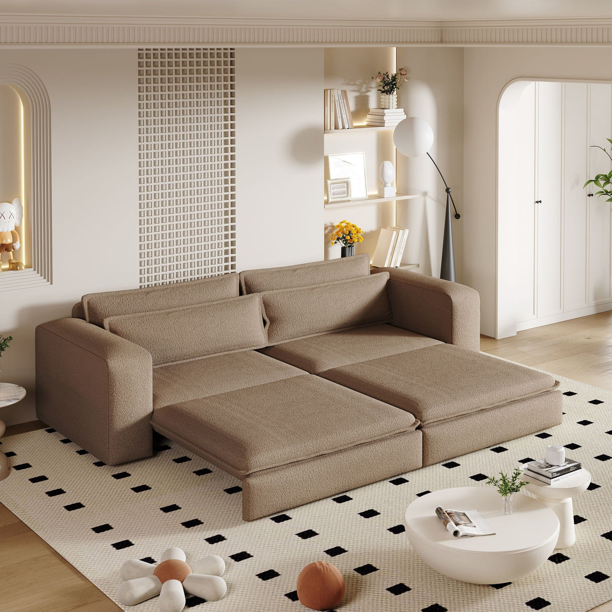 King Size Sofa Bed with Pillow and Chaise Lounge